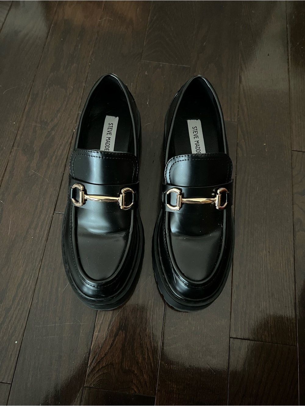 Steve madden black platform loafers size 9